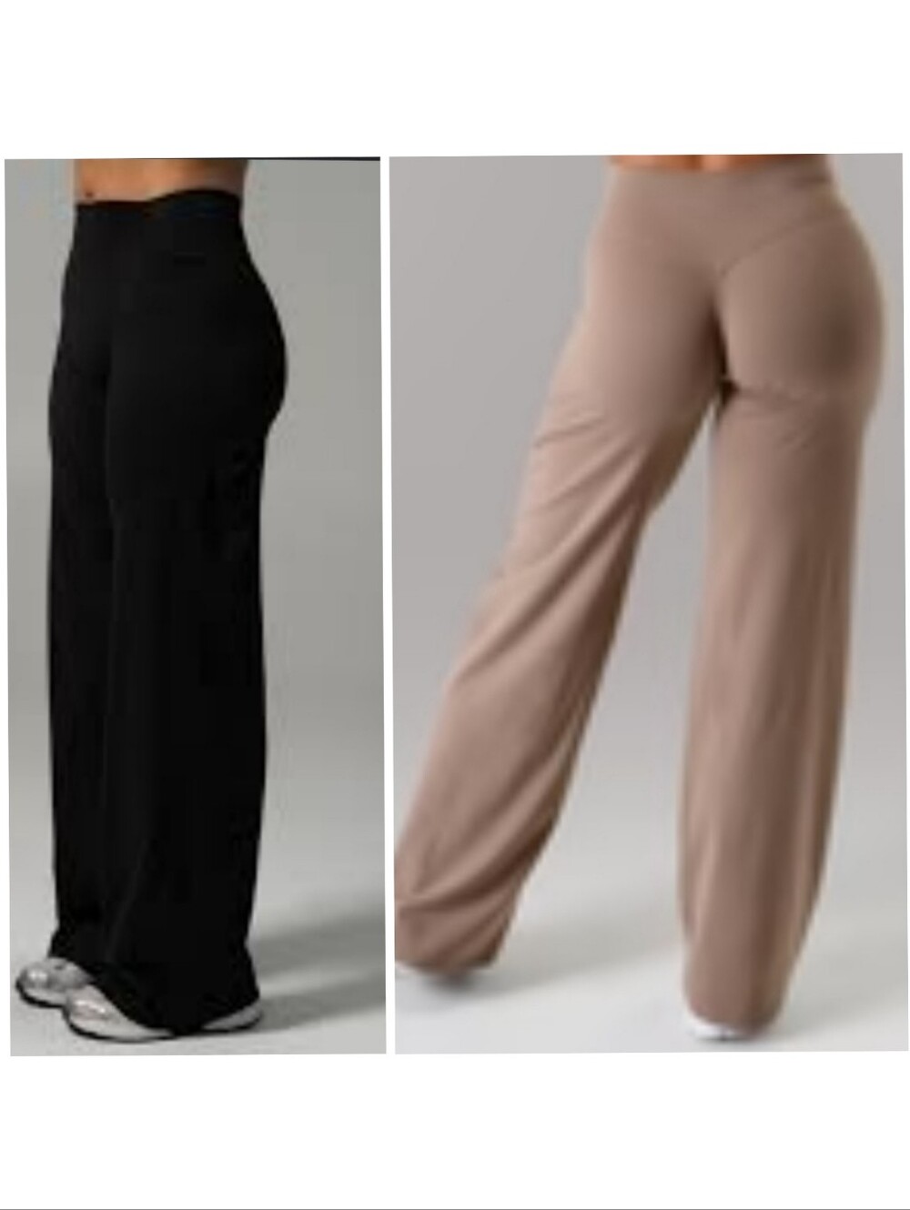 Alphalete Aura Wide Leg Scrunch Back 2 Pair Taupe and Black - Size XS